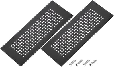 Set van 2 Zwarte Aluminium Ventilatiekoof voor Kastdeuren - 20x7.5 cm