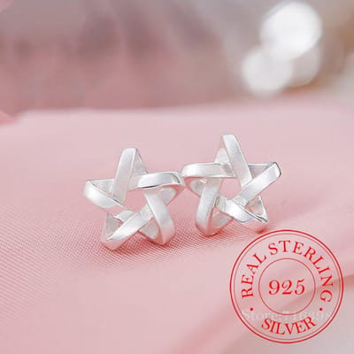 Mode 925 Sterling Zilver Sieraden Vlecht Ster Stud Oorbellen Voor Vrouwen Bruiloft Vrouwelijk Brincos Boucle D 'Oreille Femme Eh1159 gray