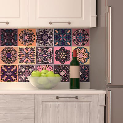 Zelfklevende tegelmuurstickers voor keuken en badkamer - 15 Azulejos Toledo tegelstickers - 15 stickers 10x10cm