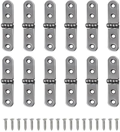 Scharnieren met 48 Stuks Scharnierschroeven - Deurscharnieren, Scharnieren Inklapbaar, voor Houten Kist, Geheugendoos, Houten Sieradendoos, Opbergdoos, Schatkist, Kasten (Zilver)