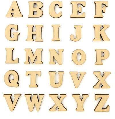 Somstyle Kleine Houten Letter Set - 200 Stuks - Alfabet Decoratie Mix - 1.5 x2.5 CM - Knutselpakket voor Scrapbooking - Lichtbruin