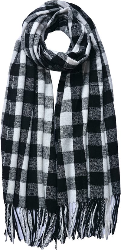 Juleeze Wintersjaal Dames 68x180 cm Zwart Wit Ruit Sjaal