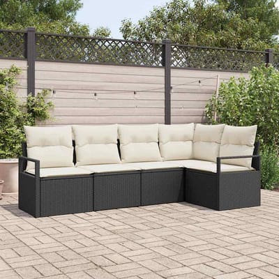 vidaXL Bankstel 5 st Zwart poly rattan