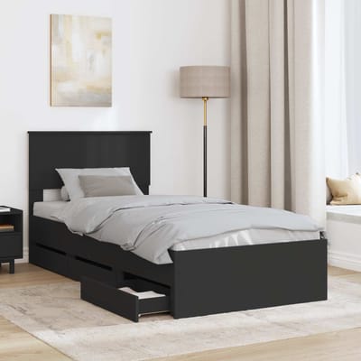 vidaXL Bedframe met lade met opslag Zwart 90 x 200 cm Ingenieurshout