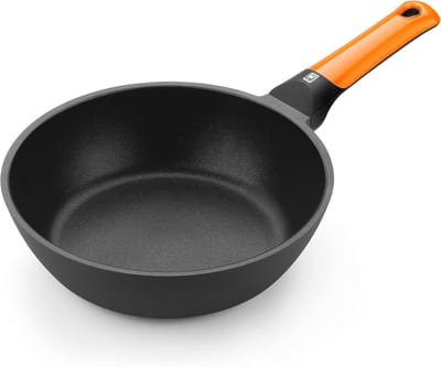 Efficiënte Oranje Koekenpan 20 cm - Gegoten Aluminium met Antiaanbaklaag voor Alle Kookplaten