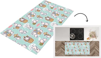 Keukenloper - Loper keuken - Konijn - Tuin - Patroon - 120x60 cm - Keukenloper vinyl