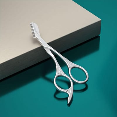 Ciseaux Coupe-sourcils en Acier Inoxydable avec Peigne pour Femmes Outils de Maquillage Rasoir à Sourcils Beauté argenté