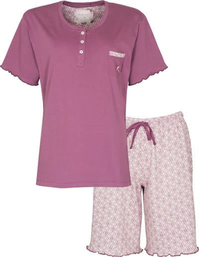 Tenderness Dames Shortama - Pyjama Set - Donker Roze - Maat S