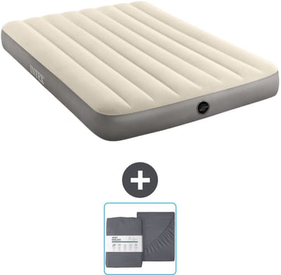 Intex Luchtbed - Twijfelaar - 137 x 191 x 25 cm - Beige - Inclusief en Hoeslaken