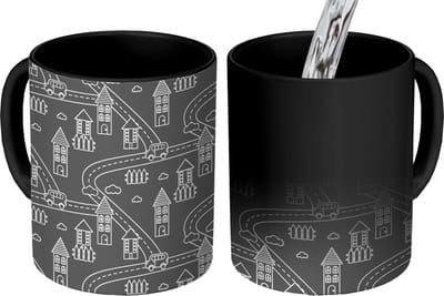 Magische Mok - Foto op Warmte Mokken - Koffiemok - Patronen - Huis - Auto - Magic Mok - Beker - 350 ML - Theemok