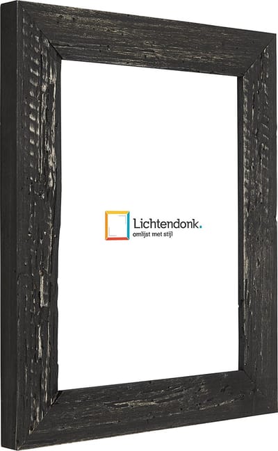 Fotolijst - Fotokader Zwart Verouderd Hout - met echte houtworm gaatjes - Fotomaat 10x15 - Helder glas - Art.nr. 1009970510152
