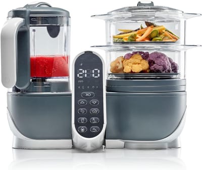 Aurixi® Stoomkoker baby - Stomer en Blender - 6-in-1 Multifunctionele Baby Cooker - Multifunctionele Robot Cooker - Grijs - 40cm x 25cm x 32cm