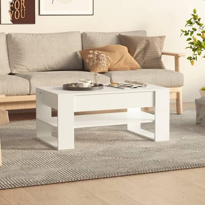 Moderne salontafel - Woonkamertafel - Woonruimte organiseren - Royale legplank - 102 x 55 x 45 cm - Wit