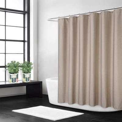 Allecto - Douchegordijn Vlaslinnen - Luxe Hotelstijl - Taupe - Waterdicht en Wasbaar - Bescherming tegen Waterspatten - 200 x 180 cm