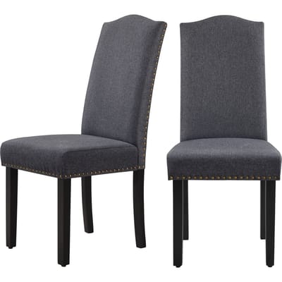 Yaheetech Eetkamerstoelen Set van 2 - Keukenstoel met Hoge Rugleuning - Massief Houten Poten - 45,5 x 62 x 103 cm - Donkergrijs