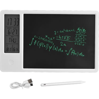 10 Inch LCD Schrijftablet Oplaadbaar Uitwisbaar Elektronisch Krabbelbord Met Digitale Klok Kalender Voor Kantoor Zaken Thuis wit