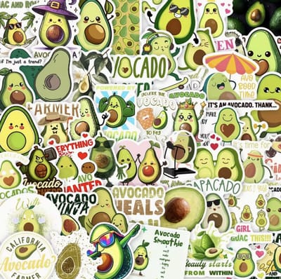 Go Go Gadget - 50 Stickers Mix Pack - Voor Fiets, Step, Laptop, Skateboard, Koffer, Helm, etc. - Bullet journal - Junk journal - Avocado