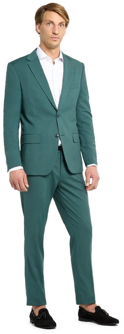 OppoSuits Daily Posy Green - Casual Heren Pak - Kostuum - Inclusief Blazer en Pantalon - Maat EU 50
