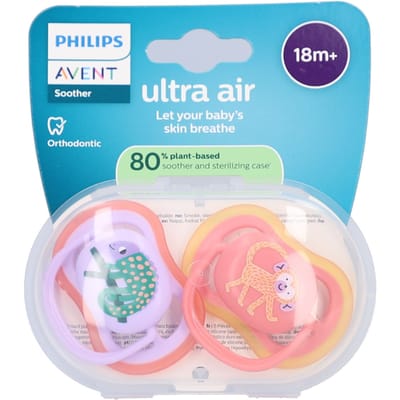 Philips Avent Ultra Air – Ademend en lichtgewicht fopspeen (18mnd+) – 2 stuks - SCF349/47