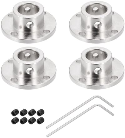 Dailygoods- Flenskoppelingsstekker - 12 mm - 4 Stuks - Motorkoppeling - Inclusief 8 Stuks Schroef M2 - Geschikt voor Doe-Het-Zelf Stappenmotoren - Motor Koppeling