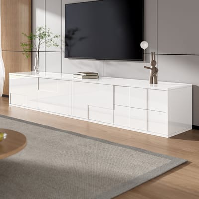 MODENUIT Tv-Meubel - Greeploos Met 3 Deuren, 2 Lades - Woonkamer - MDF En Spaanplaat - Wit - 170x30x30,5 Cm
