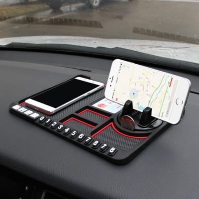 Universele auto-antislipmat Multifunctionele parkeernummerkaart Autotelefoonhouder Mat voor dashboard rood
