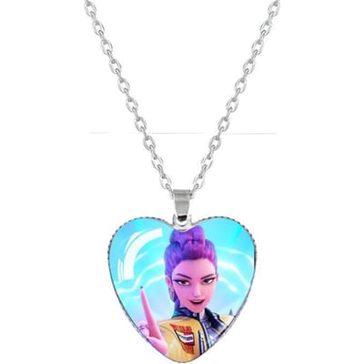 1 pièce Accessoires Anime K-pop Chasseurs de démons Pierre du temps Collier Cœur Collier Chanceux Cadeau pour Filles Cadeau d'Anniversaire Cadeau de Fête white