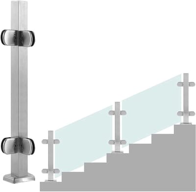 Glazen Balustrade Systeem - Glazenhek Paal - Veilig Afschermen - Binnen en Buiten - Zilverkleurig - Zilver