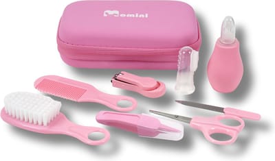 Momini BabyCare Pinky Babyverzorgingsset - 8-delige Multifunctionele Baby Cadeauset - Veilig en Stijlvol - Roze