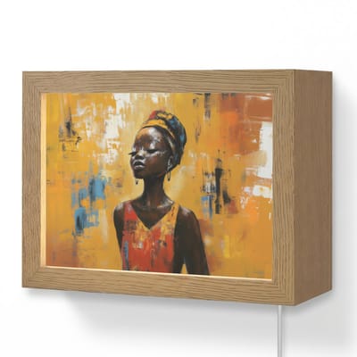 Wandlamp 20x15 cm - Oplaadbaar - Vrouw - Ogen - Penseelstreken - Geel - Wandlampen binnen woonkamer - Slaapkamer lamp met kabel - Decoratieve nachtlamp - Vloerlamp snoer