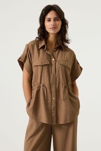 Korte mouwen blouse met taillekoord dames Garcia