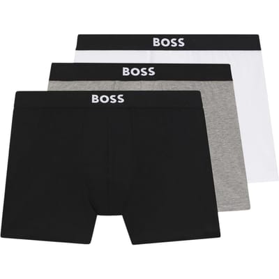 Boss Boxershorts van polykatoen voor heren (set van 3) (Zwart/Wit/Grijs)