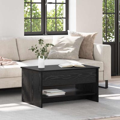 vidaXL - Salontafel - Zwart - Eiken - 80 - x - 50,5 - x - 41,5 - cm - Bewerkt - hout