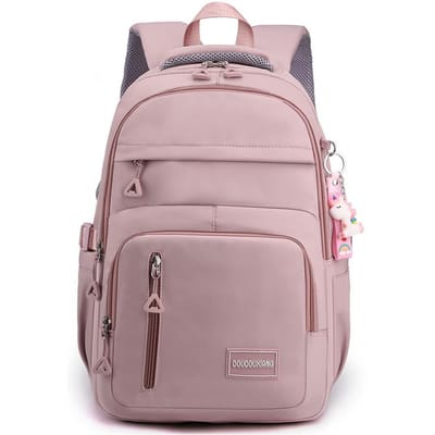 Meisjesschooltas Met hanger Nylon Rugzak Reistuigzak Meerdere Vakken Waterdicht Casual Eenvoudige Stijl Schooltas voor Tiener gray