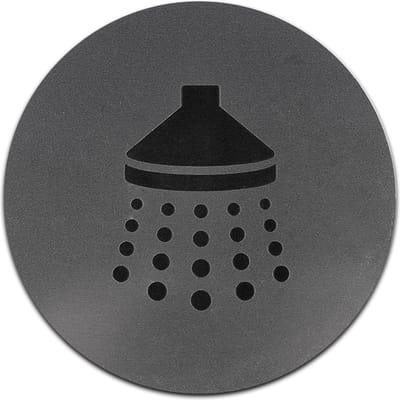 Douche bordje – Douche – Rond – RVS met Zwart – 10 x 10 cm - WC bordje - Toilet bordje – Deurbord – Zelfklevend
