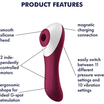 Satisfyer, drukgolfvibrator en vibrator, Dual Crush, 2:1 vibrator + drukgolfspeelgoed, 2 motoren, aan beide zijden te gebruiken