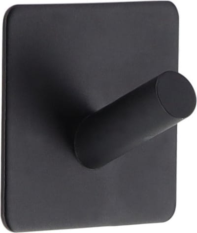 Tendance Plakhaakje vierkant - 1x stuks - 5 x 3 x 5 cm - Zelfklevende ophang haakjes - Metaal - zwart - keuken/badkamer haken