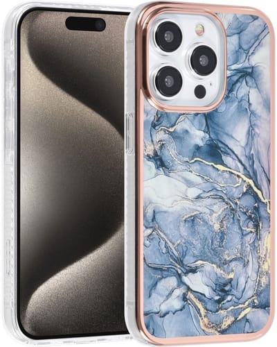 UNIQ Accessory Back Cover - Marble Grey - Geschikt voor iPhone 15 Pro - Schokabsorberend en slank design