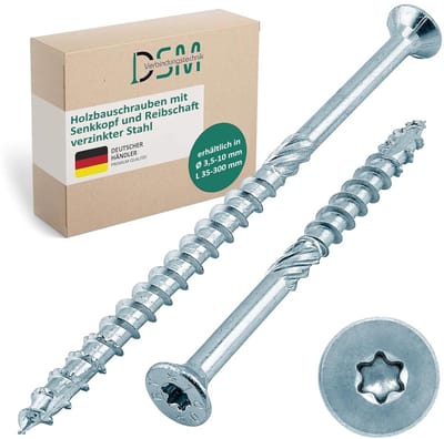 Houtbouwschroeven - Verzinkte schroeven - Houtconstructies maken - Verzonken kop met freesribben - 6 x 100 mm - Verzinkt