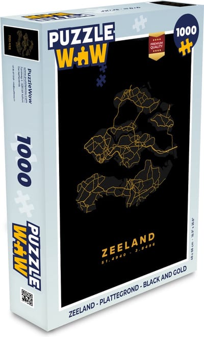 Puzzel Zeeland - Plattegrond - Black and gold - Legpuzzel - Puzzel 1000 stukjes volwassenen - Stadskaart