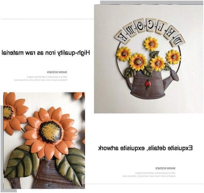 Welkomstbord Zonnebloem - Deurbord Hangend - Voordeur Decoratie - Vintage Landelijk Design - 42x36 cm - Oranje