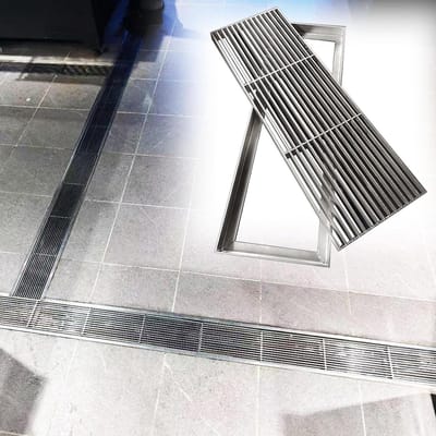 Metalen Vloerrooster - Afvoer Rooster - Keuken Drainage - Blokkeert Vuil - 20 cm Breed - Zilver
