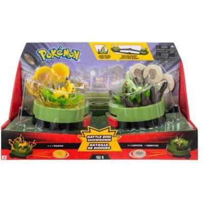 Pokémon Battle Disc Showdown Game - (Pikachu #1 & Larvitar with Electric Base & Rock Base - Electric and Rock discs - Battle Arena)
