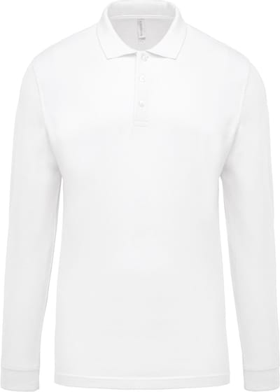 Kariban Piqué-herenpolo lange mouwen K256 - White - S