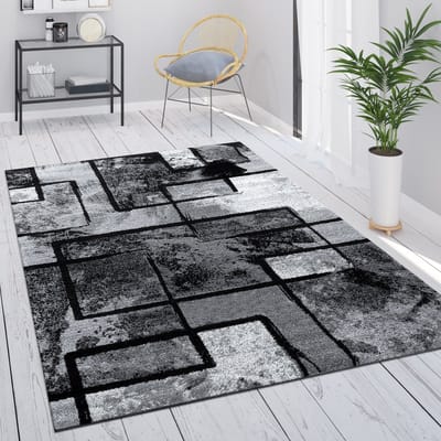 Paco Home Vloerkleed Grijs Woonkamer Vintage Laagpolig Geometrisch Abstract Patroon 120x170 cm