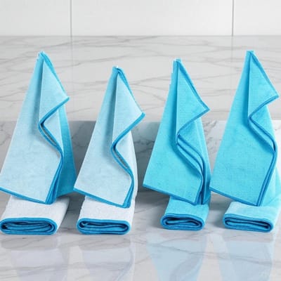 Beste Antibacteriële Microvezel Doeken Set 4 - Blauw/Grijs - Schoonmaakdoek WC/Auto/Badkamer/Keuken - Snelle Absorptie - Tegen Stof/Vuil/Vet - Hygiënisch - Geen Krassen - Eco-Vriendelijk