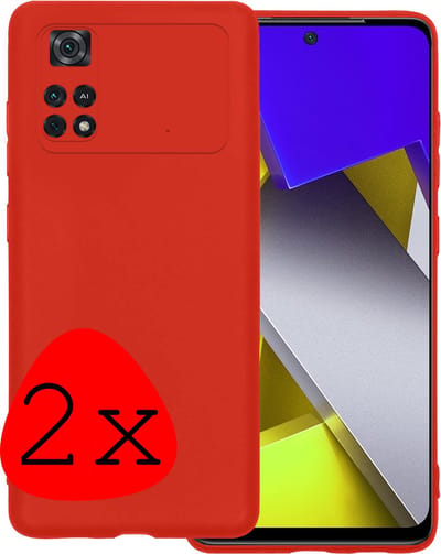 Hoesje 2 Stuks - Geschikt voor Xiaomi Poco X4 Pro 5G - Sterk & Shockproof - Case Siliconen - Back Cover - Telefoon Hoes - Rood