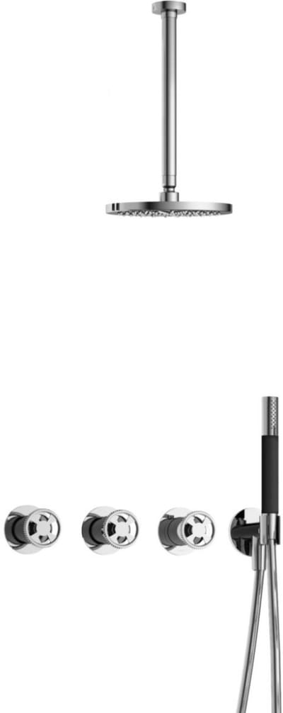 Hotbath Cobber - CW7067 - Inbouw Regendoucheset - Chroom - 2 Stopkranen - Thermostatisch - Plafondbuis 30 cm - Hoofddouche 200 mm - Ronde Handdouche - Waterbesparend