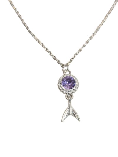 Mermaid ketting met paarse strasssteen.