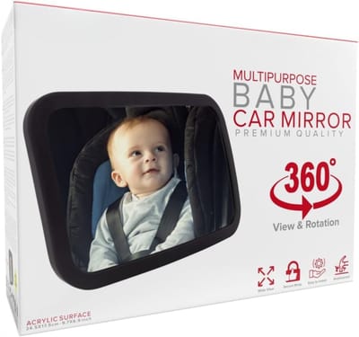 SNJY® Autospiegel Baby - Baby Spiegel Auto - Achteruitkijkspiegel - 360° Rotatie - Zwart